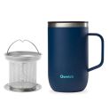 Taza Isotérmica 470 c/filtro- tapa AZUL Inox QWETC