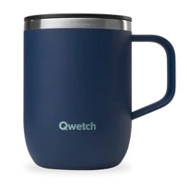 Taza Isotérmica 350 asa y tapa AZUL Inox QWETC